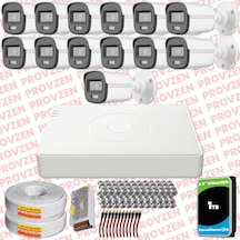 Provzen Hikvision Colorvu Full Hd 13 Kameralı Gece Renkli Güvenlik Kamerası Olay Anında Bildirim