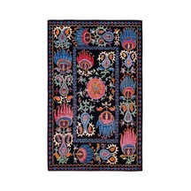 Vintage Makine Halısı Yıkanabilir Kaymaz Taban Siyah Şönil Salon Halısı 1114 Çok Renkli
