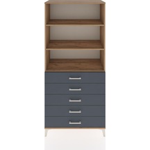 Hyperion Dolap 3 Raflı 5 Çekmeceli 88x44x195 Çam-antrasit Çam