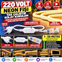 220v Neon Led Fişi Doğrultuculu Bağlantı Kablosu 1-50 Metre Uyumlu Tak Çalıştır Neon Led Güç Kablosu Soketli Hazır Bağlantı Aparatı Beyaz