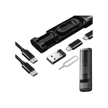 Lexroo Cep Tipi 60w Bas Aç Type-c,şarj,micro Usb Hızlı Şarj Data Kablo Seti Destekli 5'i 1 Arada Standart