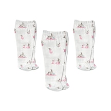 % 100 Pamuk Müslin Patikli Alt 3 Lü Set Bébé Lapin Rose Yndgnalt-1018