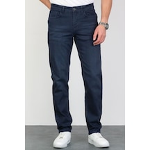 HLT Jeans Koyu Mavi Erkek Regular Fit Rahat Kesim Esnek Likralı Denim Jeans Kot Pantolon 001