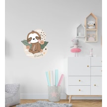 Kişiye Özel Tembel Hayvan Tasarımlı Çocuk Odası Duvar Sticker-1