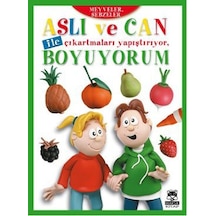 Aslı ve Can ile Çıkartmaları Yapıştırıyor Boyuyorum - Meyveler Sebzeler- Marsık Kitap