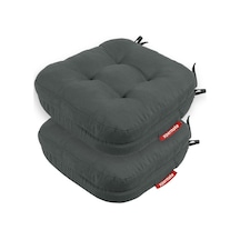 Sandalye Minderi 2'li Set 42x42x8 Cm Kalın Çift Kat Pofidik Minder Yıkanabilir Fermuarlı Su Ve Yağ İtici Antrasit Çok Renkli
