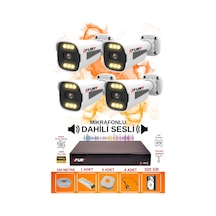 Fury 4 Lü Sesli 6 Warm Led Gece Renkli Görüş Su Geçirmez Güvenlik Kamerası Seti 320gb