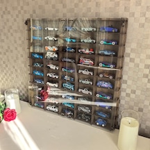 Pleksi Kapaklı 1/64 Ölçek 50araç Hotwheels Matchbox Metal Araç Uyumlu Model Oyuncak Araba Rafı-kahve Abanoz - Beyaz
