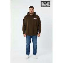 Süperlife Erkek Büyük Beden New York Baskılı Kapüşonlu İnce Sweatshirt Spr26bsw962 Kahverengi