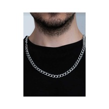 Erkek Kalon Halka Çelik Zincir Kolye Gümüş - 669105801 Gümüş