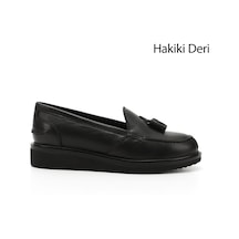 Gönderi(R) Gönderi R Kadın Siyah Dolgu Taban Hakiki Deri Loafer Ayakkabı Gdza13424097 Siyah
