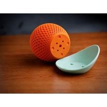Bezos 3d Baskı Küre Saksı - Kafes Dokulu İki Parçalı Dekoratif Saksı - Turuncu-mint Mbt06 Standart