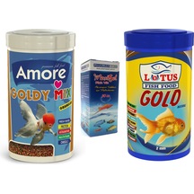 Goldy Mix Granules ve Natural 1000ml Japon Balığı Yemi, Vitamin