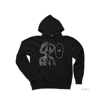 One Piece Luffy Ok Siyah Kapşonlu Sweatshirt Hoodie Siyah