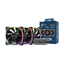 Rx120 Pwm Siyah Reverse Fan Blade 3'lü Paket + Hub Controller Argb