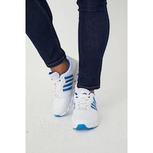 Papucumun Dünyası Erkek Sneaker Anatomik Comfort Taban Koşu Yürüyüş Spor Ayakkabısı Beyaz - Mavi