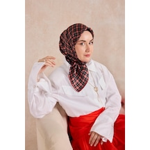 Silk Home Twill İpek Eşarp Ekose Kırmızı Çok Renkli