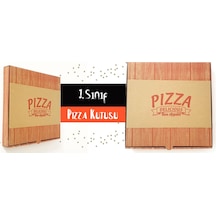Kırmızı Ahşap Baskılı 30 cm Pizza Kutusu