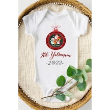 Hediyenza İlk Yılbaşım Özel Tasarım Bebek Zıbın Pamuklu Çıtçıtlı Body Beyaz