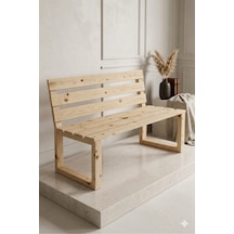 Masif Ahşap Bank Bench Sırtlı Mutfak Bankı Bahçe Balkon Sandalye Yemek Masası Oturma Bankı 100 Cm X 45 Cm Ceviz Renk Krem Krem