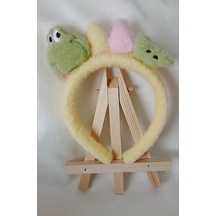 Kaplumbağa Figürlü Kız Çocuk Peluş Taç Sarı
