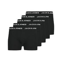Jack & Jones Erkek Logolu Beli Lastikli 5'li Boxer Paketi - Anthony 12263362 Black Siyah