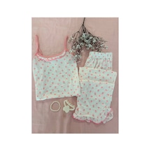 Mh Moony Homewears 2'li Somon Kalp Detaylı Uzun Alt Pijama Takımı Çok Renkli