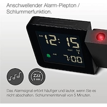 Dijital Kablosuz Projeksiyonlu Çalar Saat, Orta Avrupa Saat Dilimi Dcf İçin, Negatif Lcd Ekranlı, Hızlı Ayar Ve Alarm Bip Sesi, Siyah Renkte, Model Bc15b-dcf.