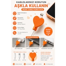 Kalp Tasarımlı Şarj Kablosu Koruyucu Kablo Kırılma Önleyici 3d Baskı - Turuncu