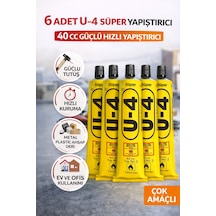 6 Adet U-4 Süper Yapıştırıcı 40 Cc Güçlü Hızlı Yapıştırıcı Çok Amaçlı Metal Plastik Ahşap Deri Yapıştırıcı