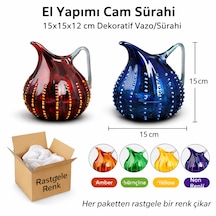 El Yapımı Cam Sürahi Sofra Sunum İçin, 15x15x12 Cm