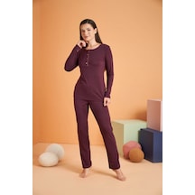 Pjs 28048 Kadın Patlı Pijama Takım Bordo