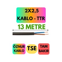 Öznur 2x2,5 Ttr Kablo Siyah Metre Seçenekli - 13 Metre