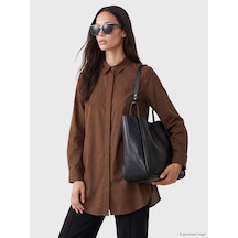 Lcw Everyday Kahverengi %100 Pamuklu Kadın Gömlek Tunik