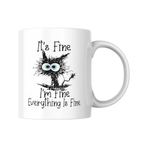 It's Fine I'm Fine Komik Baskılı Kupa Bardak Hediyelik Çay Kahve Kupası Coffee Mug Beyaz - Çok Renkli