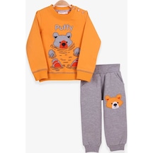 Breeze Erkek Bebek Eşofman Takımı Ayıcıklı Hardal Sarı (9 Ay-3 Yaş)