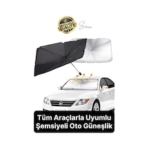 Premium Büyük Boy Titanyum Tüm Araçlarla Uyumlu Geçirmez Dayanıklı Araç İçi Ön Cam Şemsiye Güneşlik