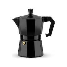 Siyah Moka Pot 3 Fincanlık Moka Kahve Cezvesi, 180 Ml Alüminyum Espresso Demliği, Ocak Üstü Kahve Yapıcı, Gazlı Elektrikli Ve Seramik Ocak Uyumlu, 9x12x17 Cm