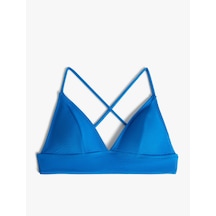 Koton Üçgen Bikini Üstü Dokulu Çapraz Askılı Kaplı Saks 4sak10015mm Saks Mavi
