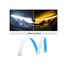 12v Led Drl Araba Gündüz Çalışan Işık Esnek Su Geçirmez Şerit Oto Farlar White To Yellow 30cm 1 Piece Set