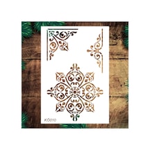 Kk Swords Stencil Tasarım Kö010 Köşe, Göbek Desen- Dekoratif Duvar, Fayans Ve Eşya Boyama Şablonları 21x30cm