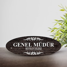 Kişiye Özel Mesleki Genel Müdür Ahşap Oval Masa İsimliği - 3