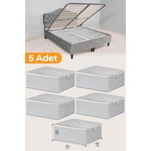 Serstil 5 Adet - Çekyat Baza Tipi Hurç - Baza Altı Büyük Boy Saklama Hurcu 64 X 45 X 22 Cm Gri
