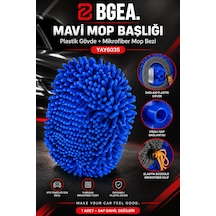 Bgea Mavi Mikrofiber Mop Başlığı Plastik Gövde Ve Mop Bezi
