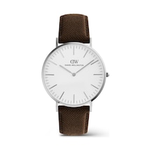 Daniel Wellington Classic Brown Canvas Silver Dw00600941 Erkek Kol Saati Gümüş