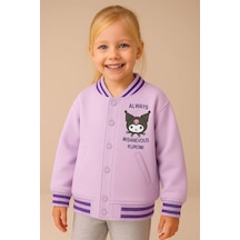 Genel Markalar Kız Çocuk Kolej Hırkası, Sweatshirt , Baskılı, Çıtçıtlı, Önden Kapamalı Pembe Pembe