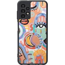 Samsung Uyumlu A-13 Suluboya Retro Göz Tasarımlı Glossy Telefon Kılıfı Çok Renkli