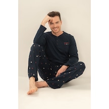 Arnetta Erkek Just Breathe Lacivert Uzun Kol Pijama Takım Ar3853-s-v1 Ar3853-s-v1