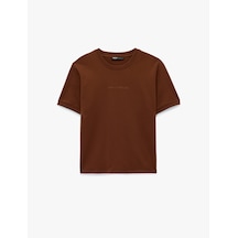 Koton Regular Fit Kısa Kollu Bisiklet Yaka Pamuklu Baskılı Tişört Kiremit 6sam10242mk Kiremit