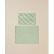 Zigzag Line Kaydırmaz Taban Banyo Paspası Seti 60x100 Cm + 50x60 Cm Yeşil